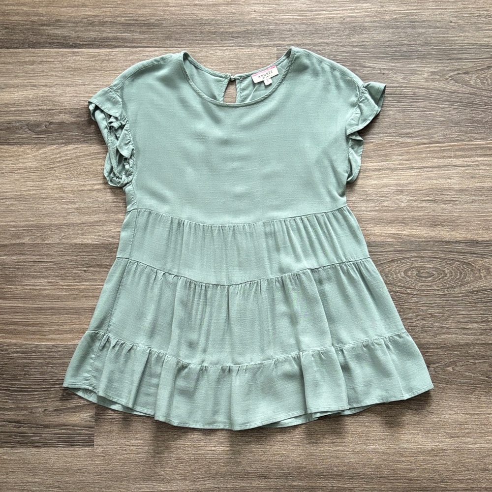 ANDREE BY UNIT Sage Green Ruffle Tiered Dress